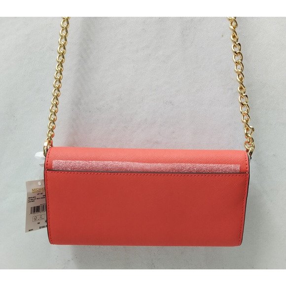 Michael Kors Jet Set Large Wallet On Chain - Red Leather Crossbody Bag -NWT $168 - Picture 14 of 14